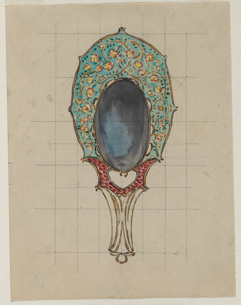 Design for et håndspeil, ca. 1900-1902. av Felix Bracquemond
