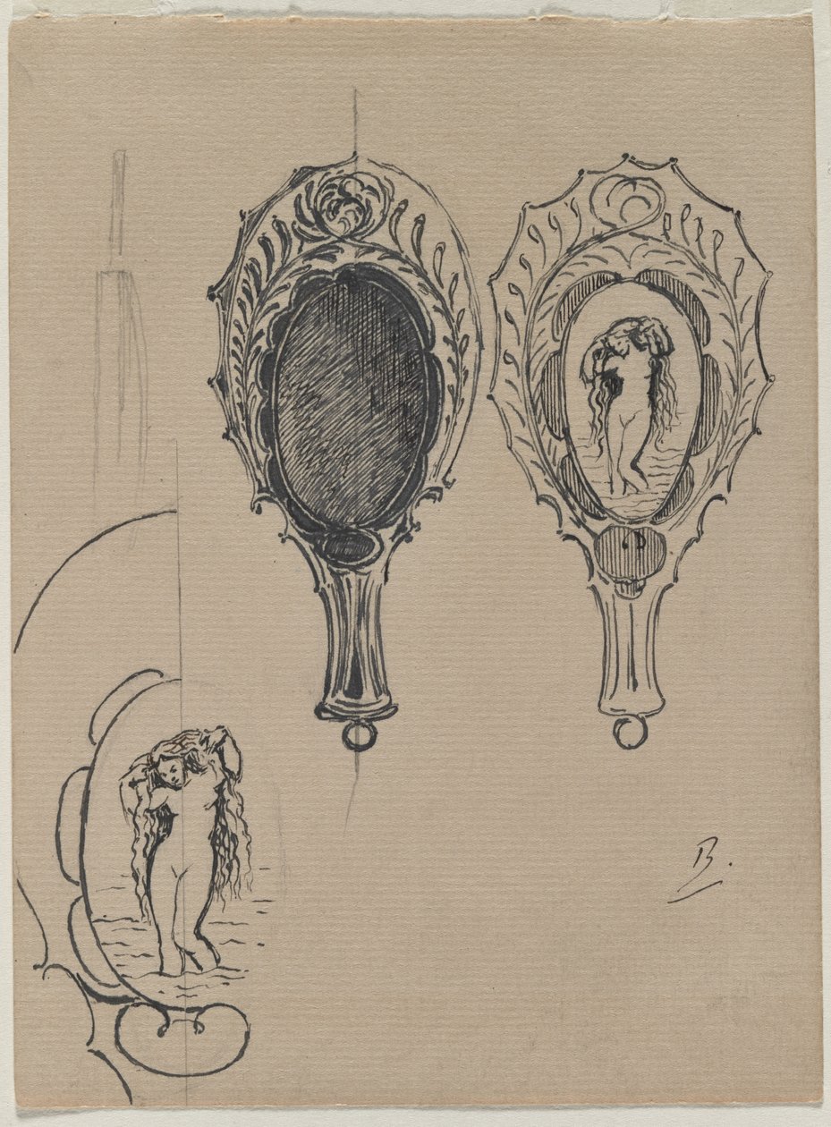 Design for et håndspeil, ca. 1900-1902. av Felix Bracquemond