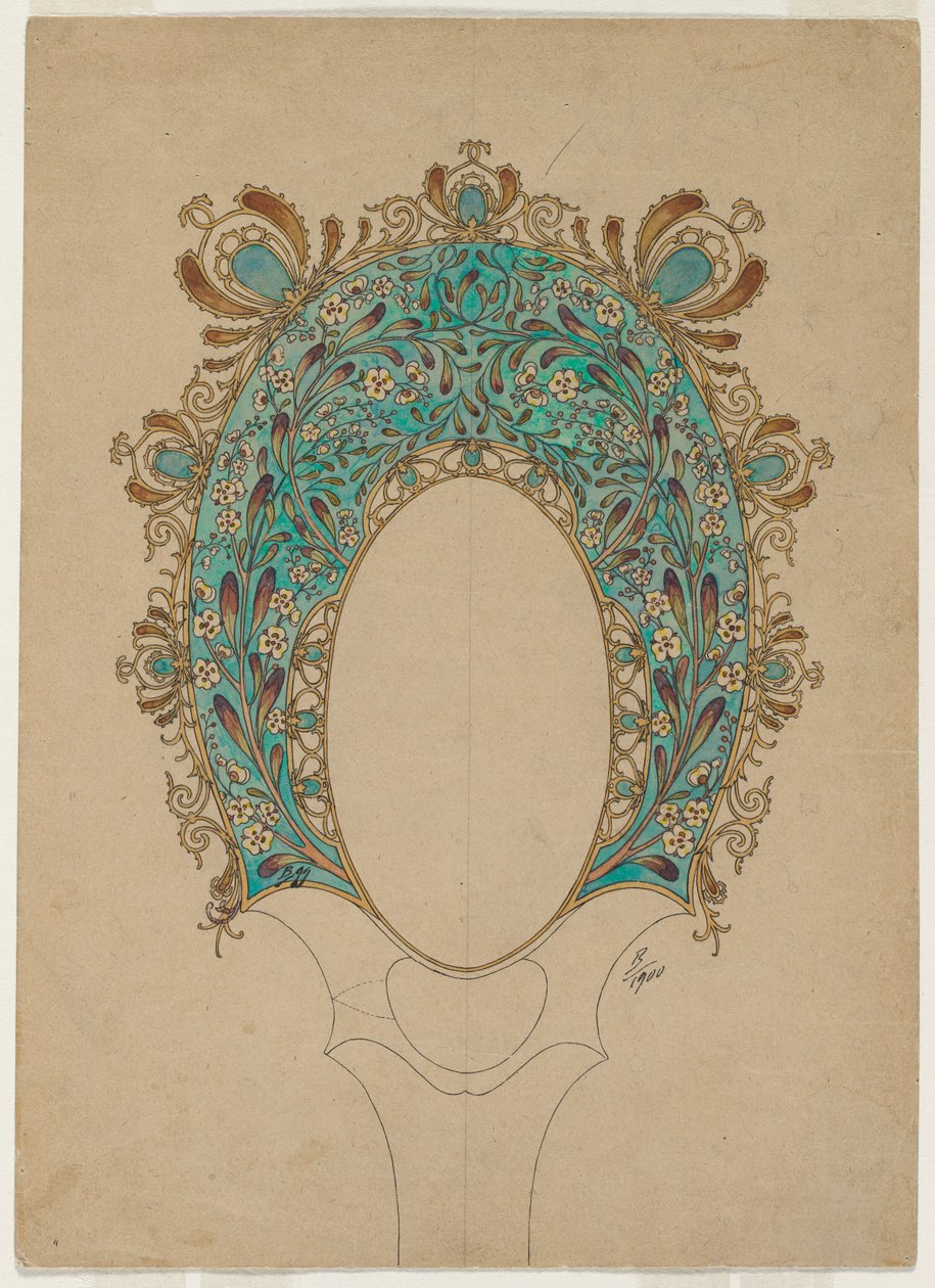 Design for et håndspeil, ca. 1900-1902. av Felix Bracquemond