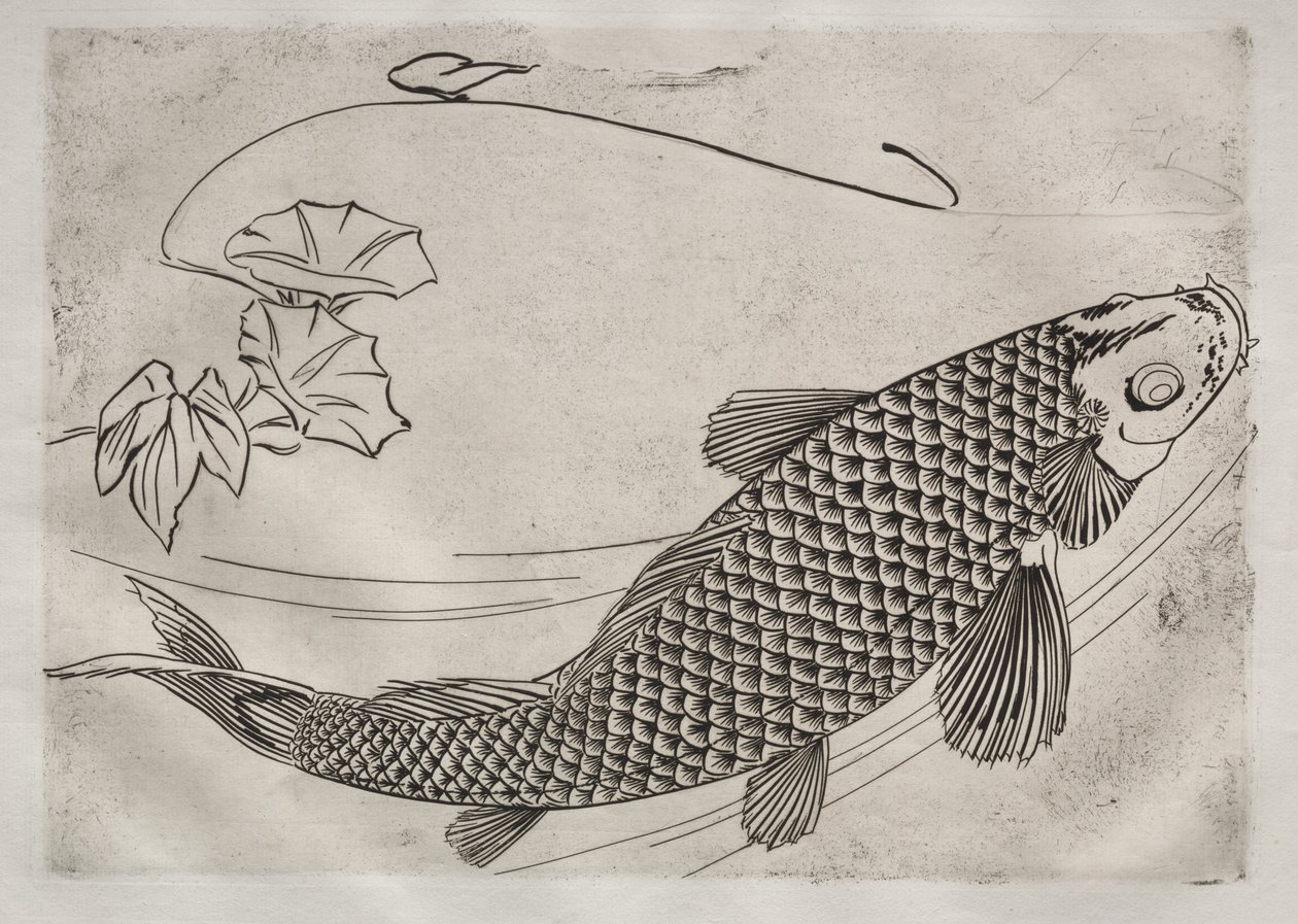 Middagsservering (Rousseau-servering): Stor fisk i japansk stil (nr. 19) av Felix Bracquemond