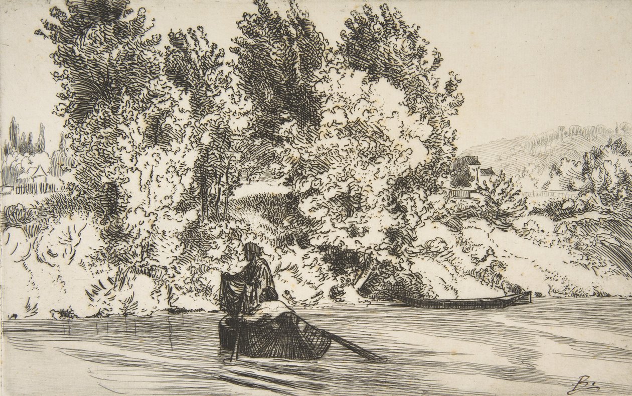 Fisker med garn, 1868. av Felix Bracquemond