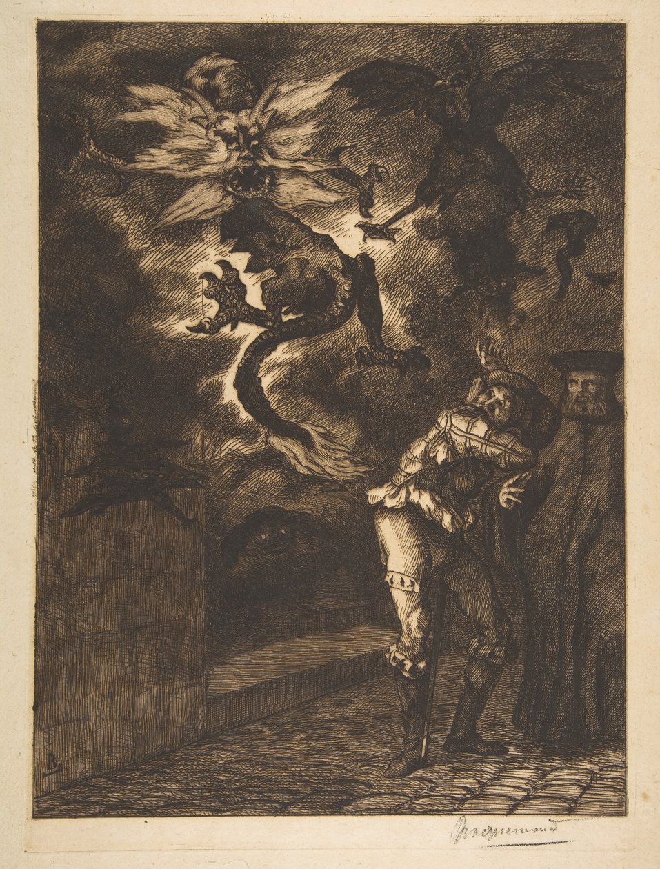Ut av mitt solskinn, skurker! Panurge forlater Raminagrobis, 1854-1855. av Felix Bracquemond