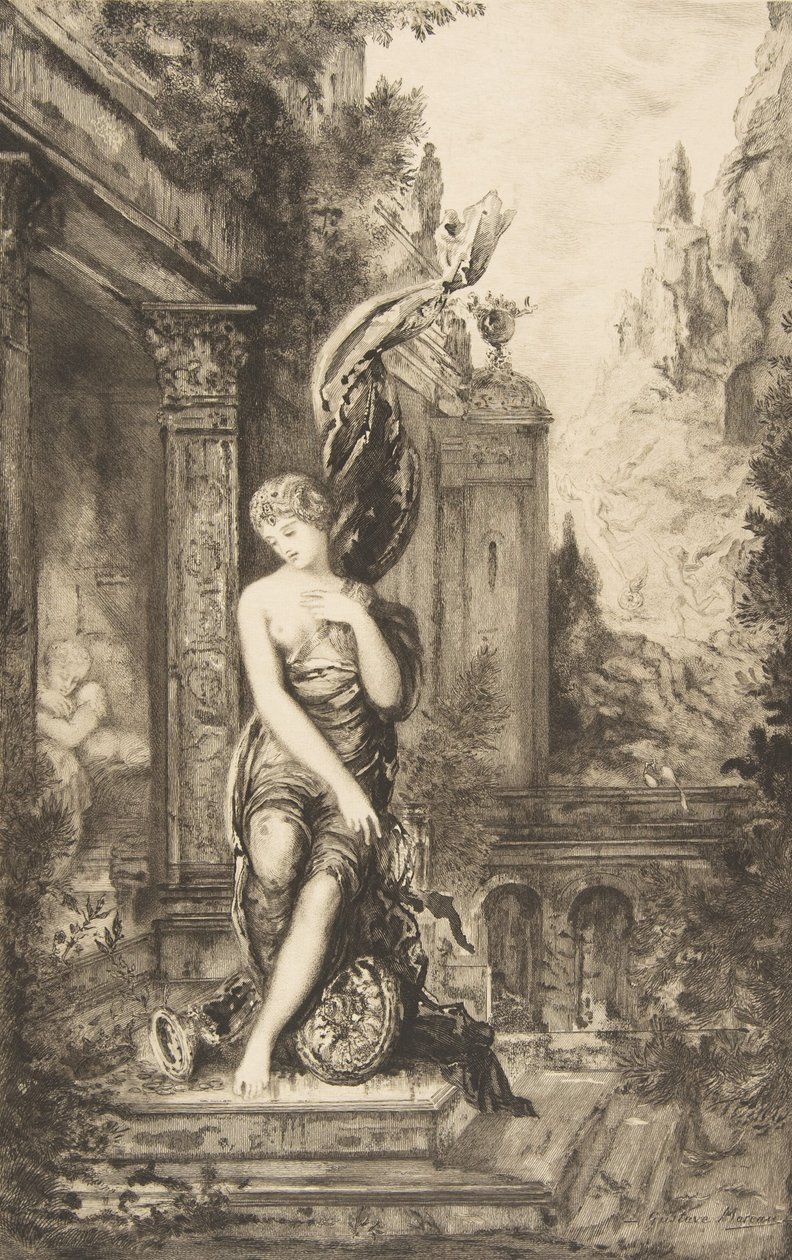 Mannen som jager formuen og den som venter på henne i sengen hans, 1886. av Felix Bracquemond