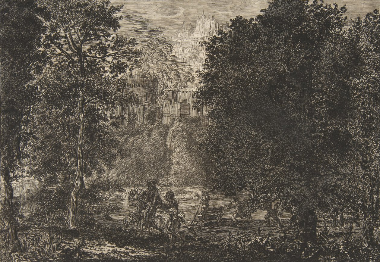 Flammen er nær brannen, ca 1853-5. av Felix Bracquemond