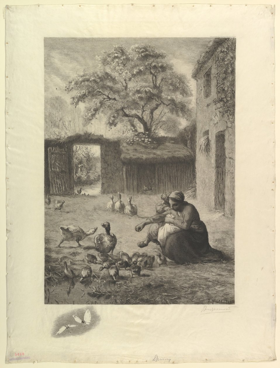 Vår, etter en pastell av Millet, 1888. av Felix Bracquemond