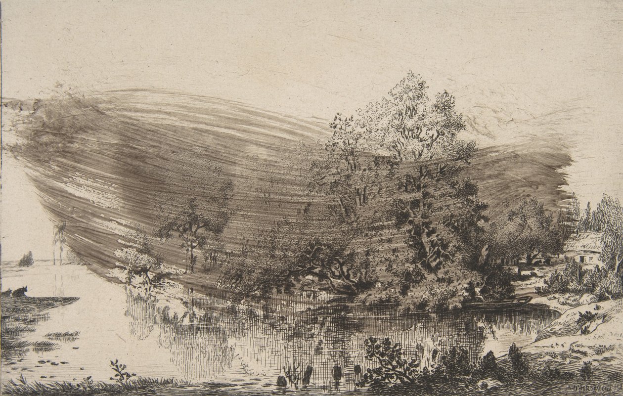 Våningshus ved bredden av Oise, 1868. av Felix Bracquemond