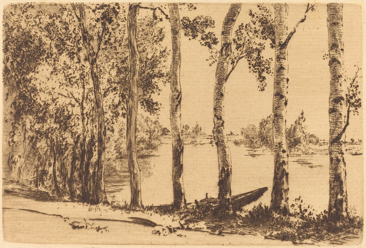 Popler langs Seinen av Felix Bracquemond