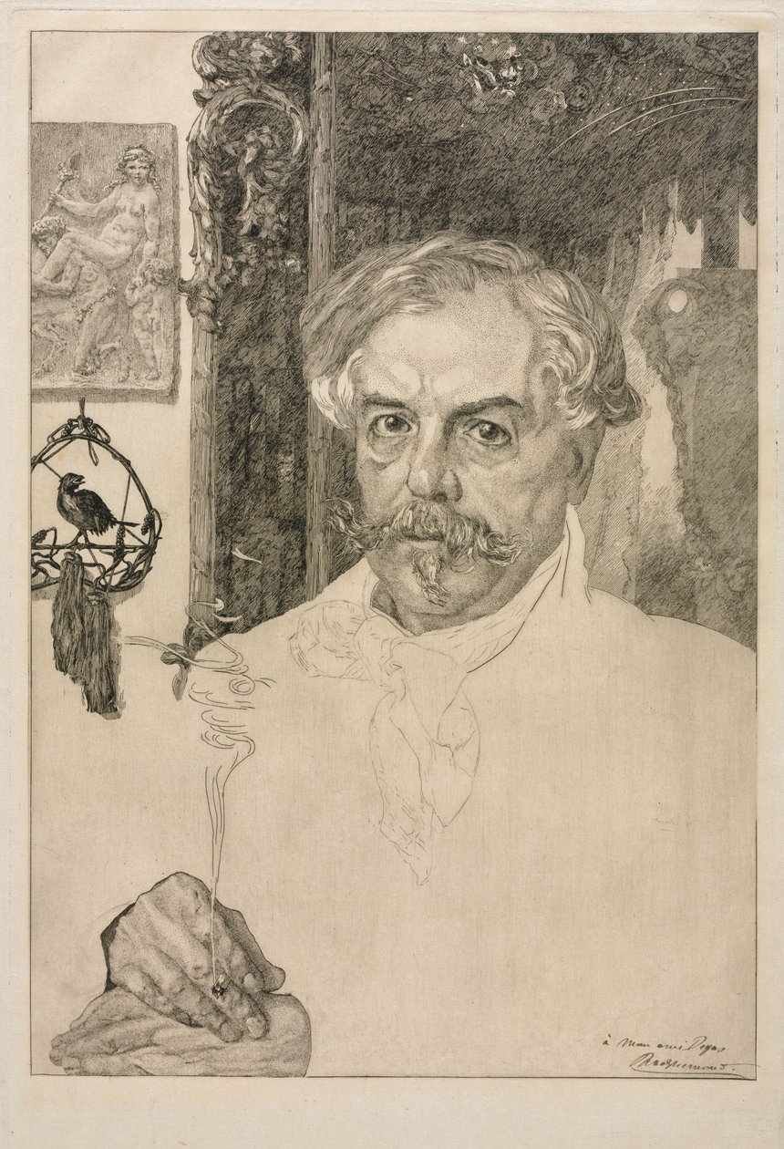 Portrett av Edmond de Goncourt av Felix Bracquemond