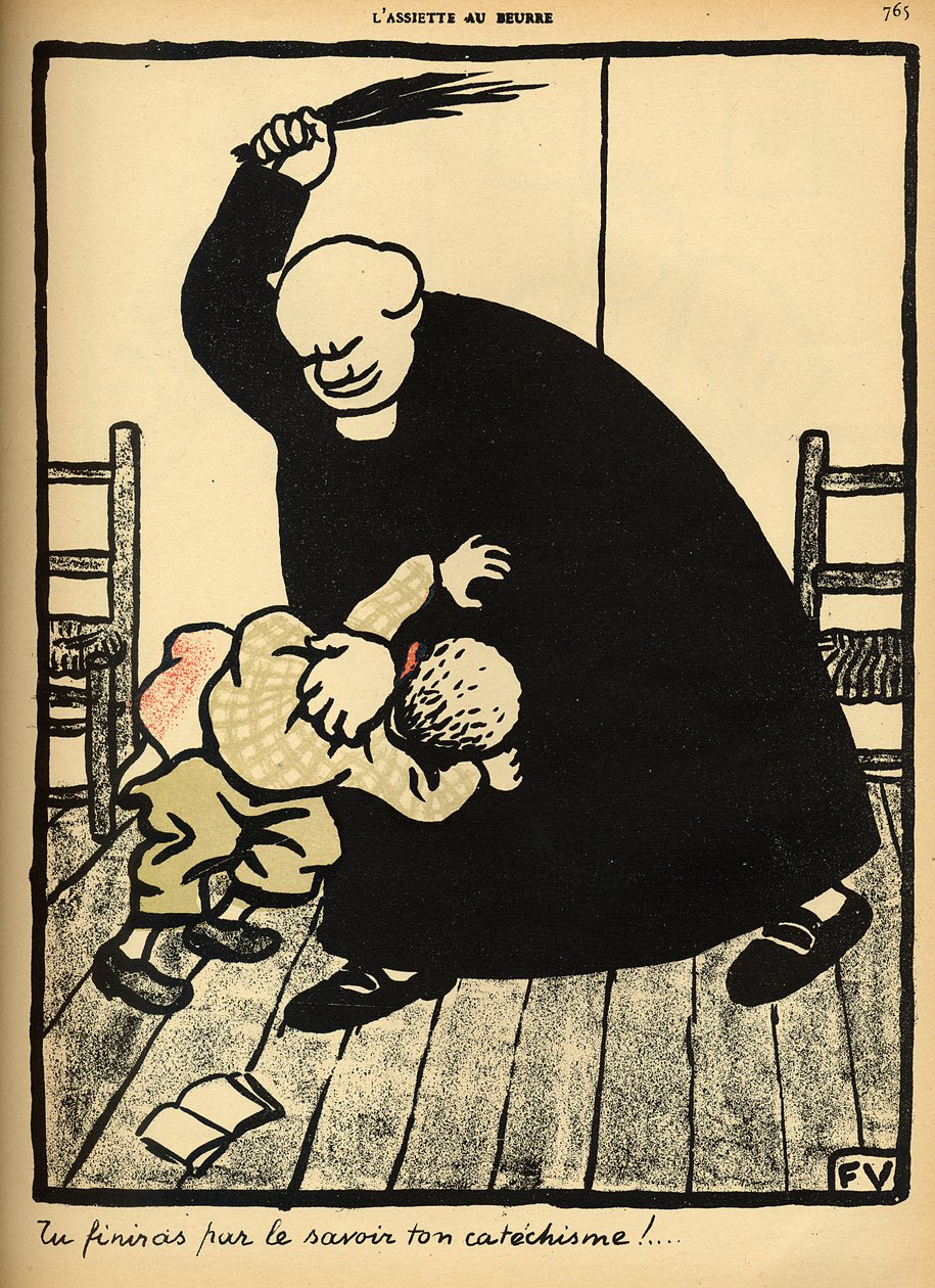 En prest slår en gutt, fra 