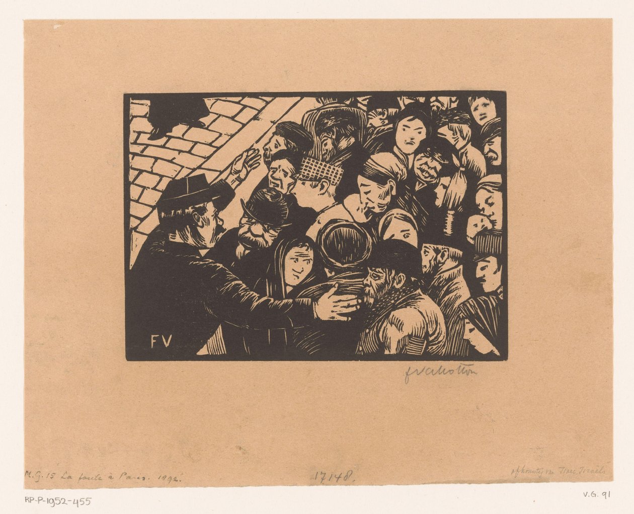 Politiet stopper en folkemengde La foule i Paris av Felix Edouard Vallotton