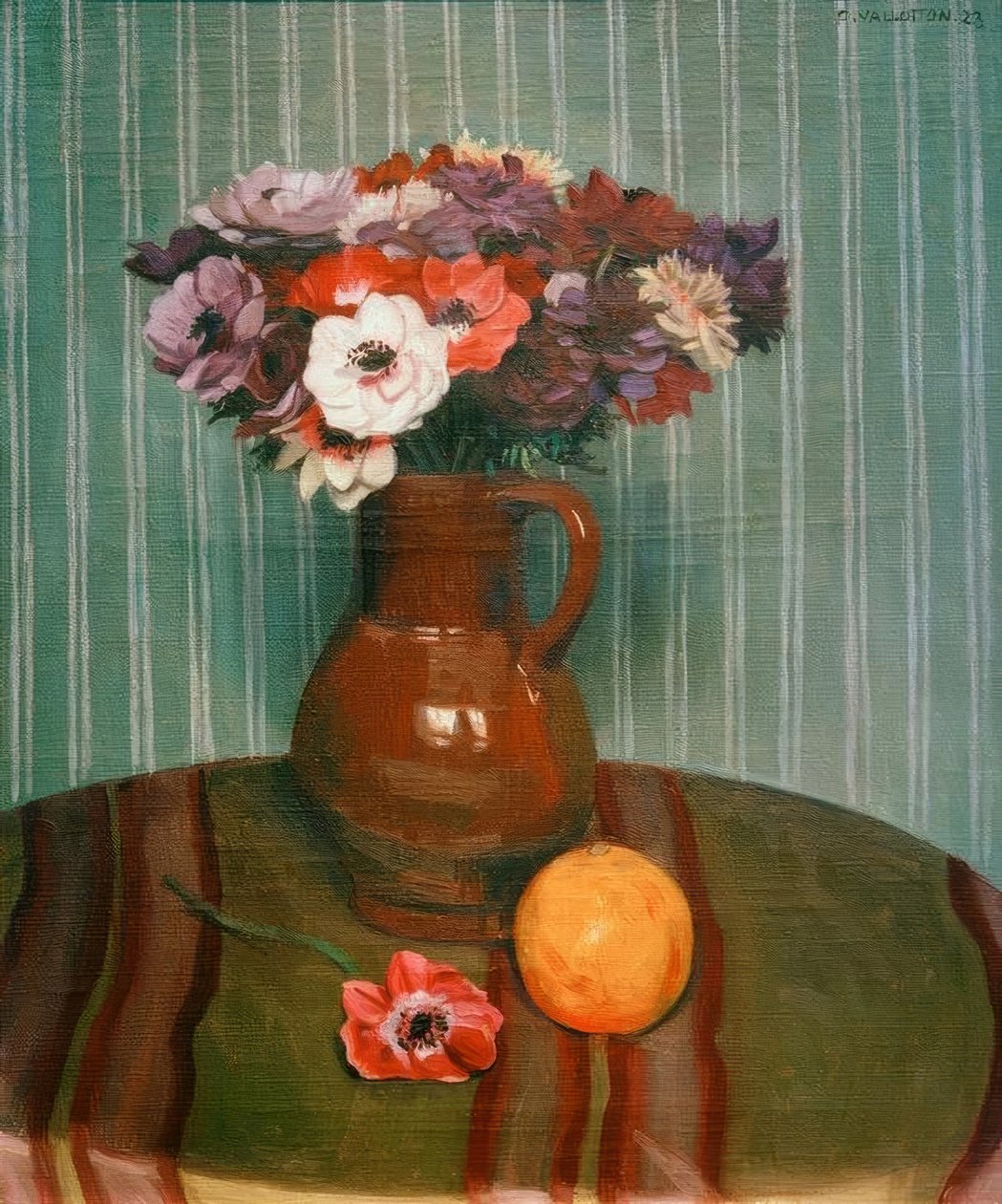 Anemoner og appelsin av Felix Edouard Vallotton