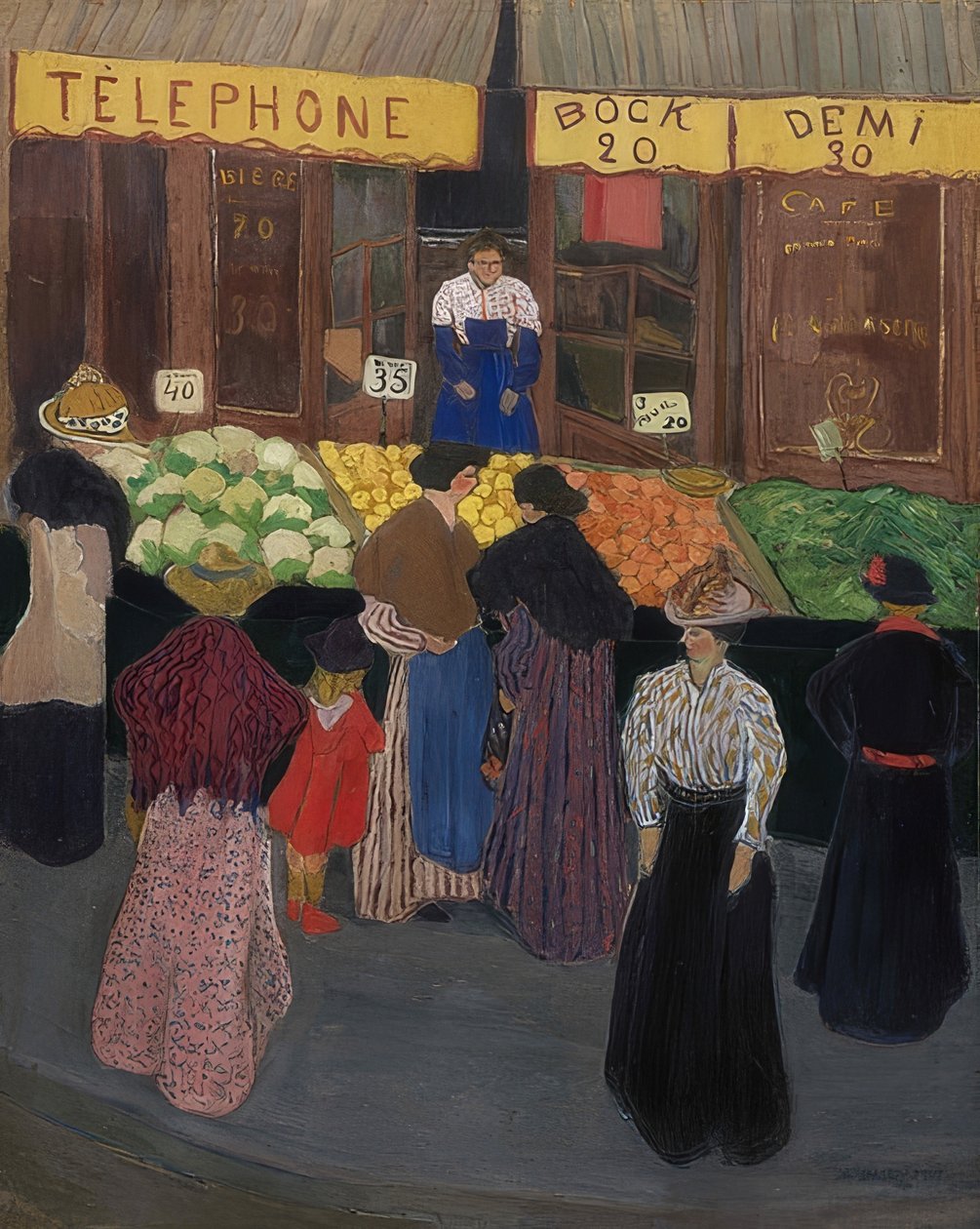 På markedet (Au marché). Omtrent 1895 av Felix Edouard Vallotton