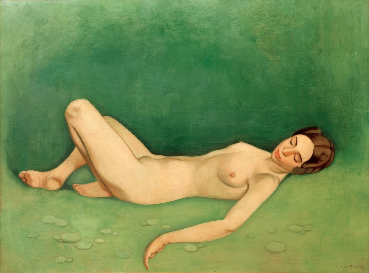 Badende sover (naken kvinne som ligger og sover) av Felix Edouard Vallotton