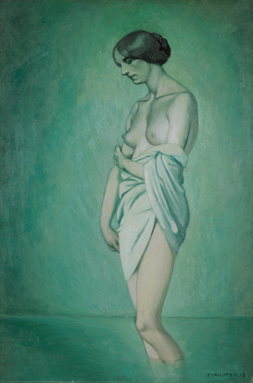 Bader i profil, effekt av grønt og rosa, 1918 av Felix Edouard Vallotton