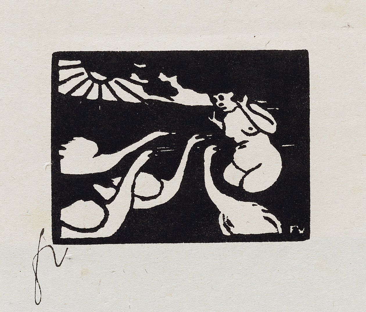 Bader med svaner, X fra "Les Petites Baigneuses", 1893 av Felix Edouard Vallotton