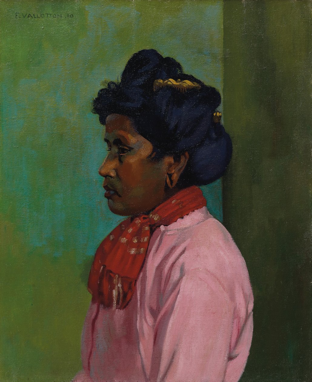 Svart kvinne med rosa bluse, 1910 av Felix Edouard Vallotton