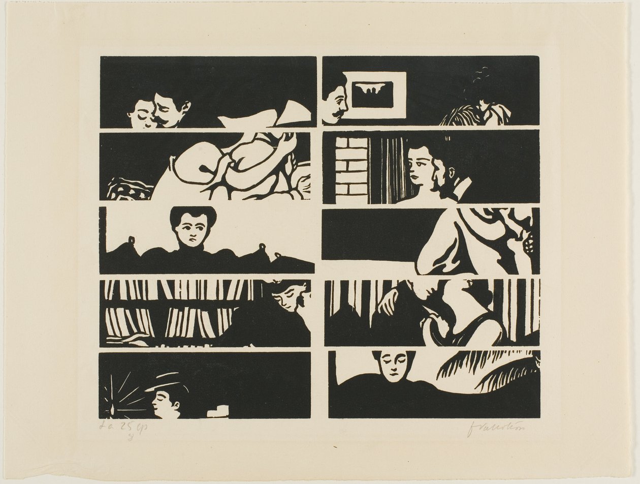 Kanselleringsark, fragmenter av ti treblokker fra Intimacies av Felix Edouard Vallotton