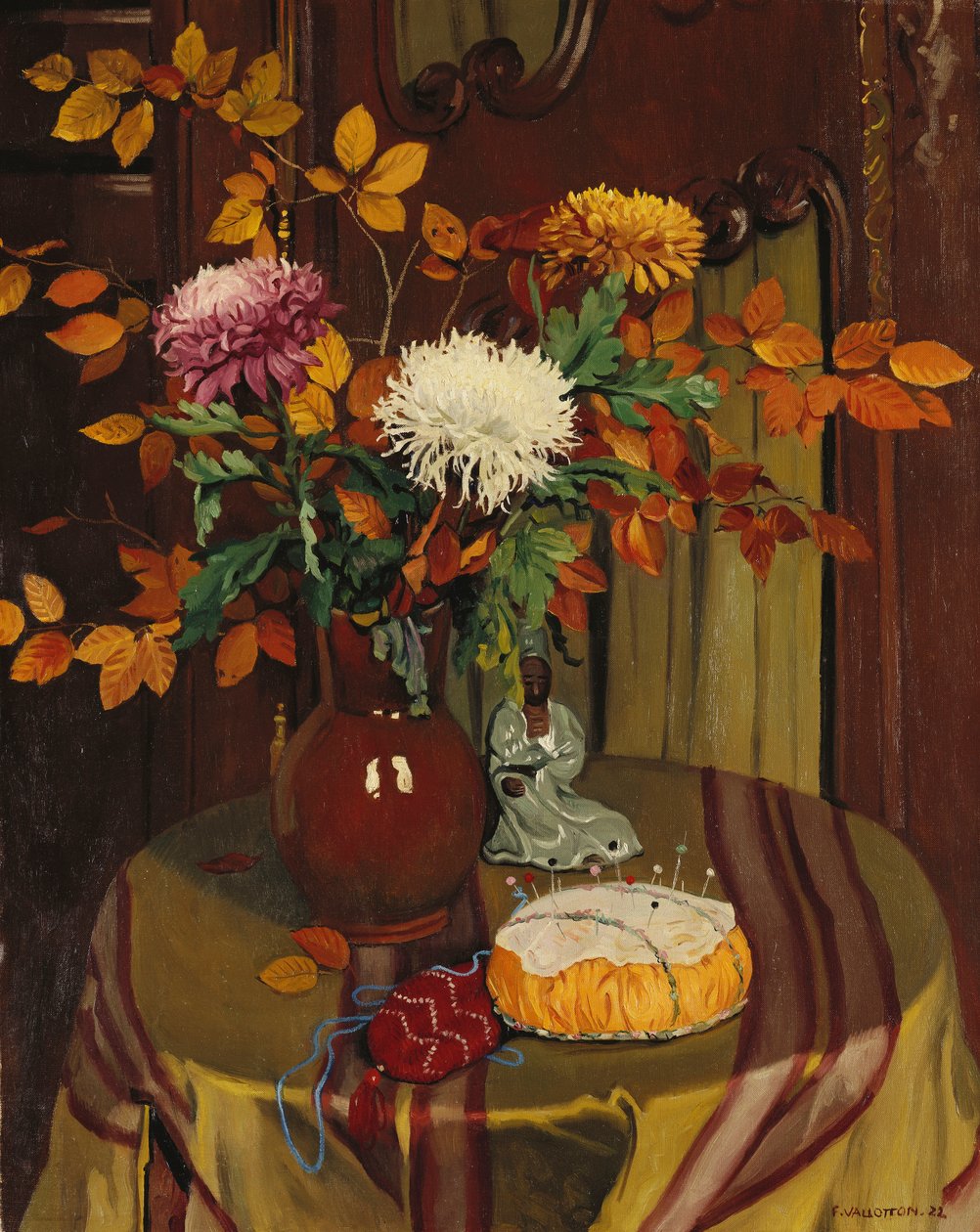 Krysantemum og høstblad; Krysantemum og høstløv, 1922 av Felix Edouard Vallotton