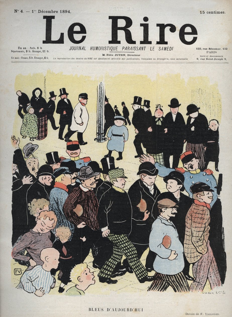 Forside av avisen "" Le Rire"", nr. 4, 1. desember 1894: Blues of today - tegning av Felix Vallotton av Felix Edouard Vallotton