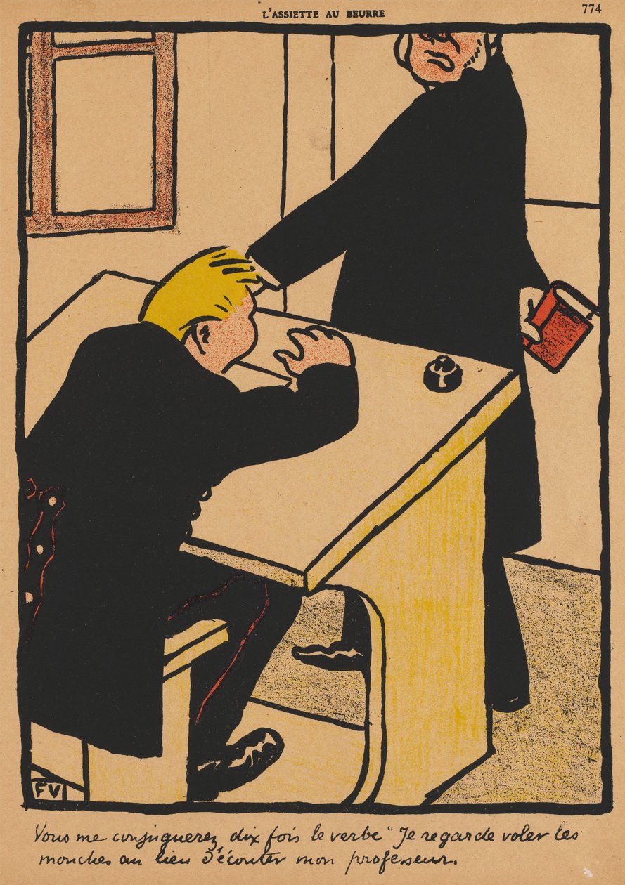 Crimes and Punishments XVII, 774: You shall conjugate , 1871. av Felix Edouard Vallotton