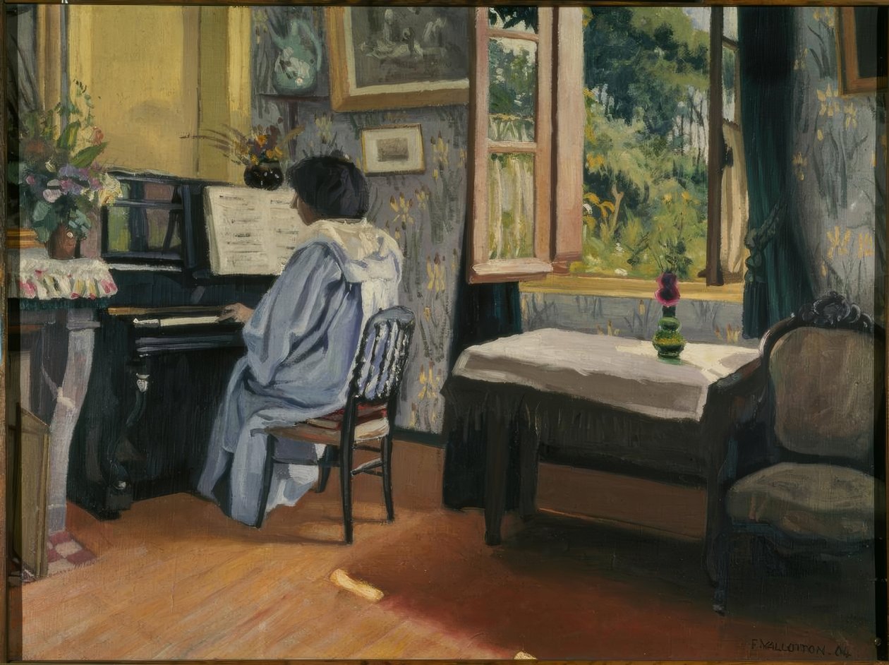 Dame ved pianoet av Felix Edouard Vallotton