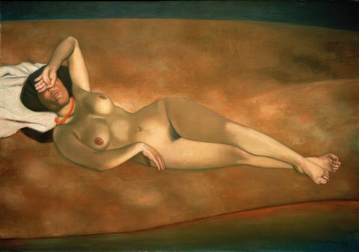 Kvinne som ligger på sanden av Felix Edouard Vallotton