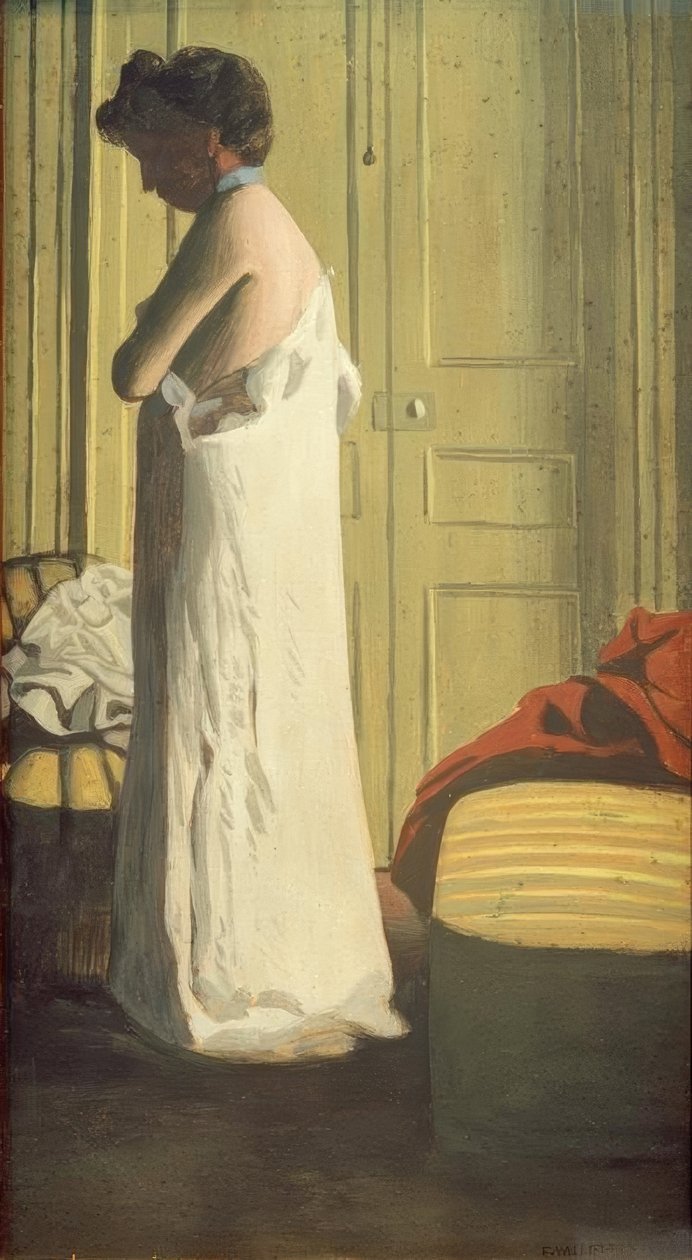 Kvinne tar av seg skjorta av Felix Edouard Vallotton
