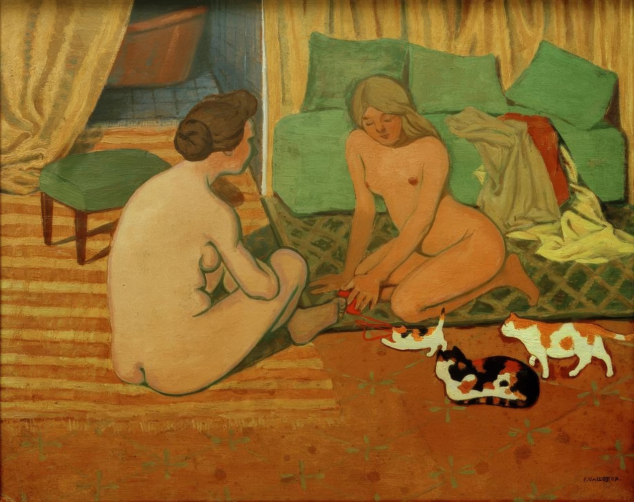 Nakne kvinner med katter av Felix Edouard Vallotton