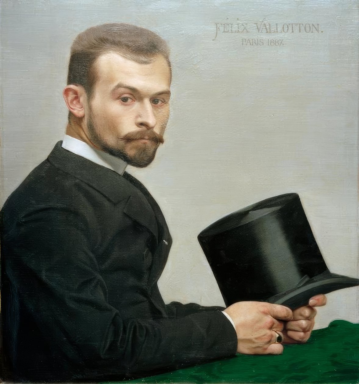 Félix Jasinski holder hatten sin av Felix Edouard Vallotton