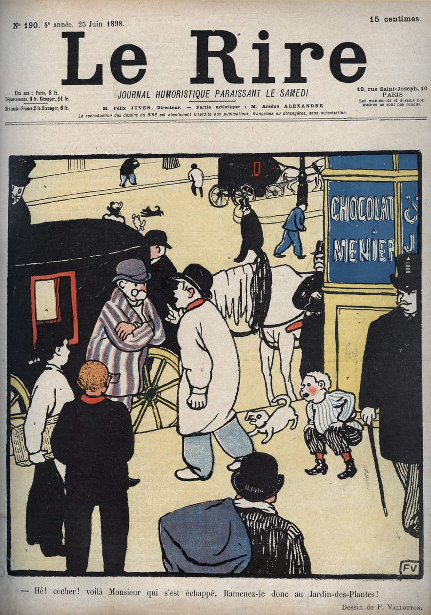 Hei! Trener! Forside av avisen "" Le Rire"", av 23. juni 1898, tegning av Felix Vallotton av Felix Edouard Vallotton