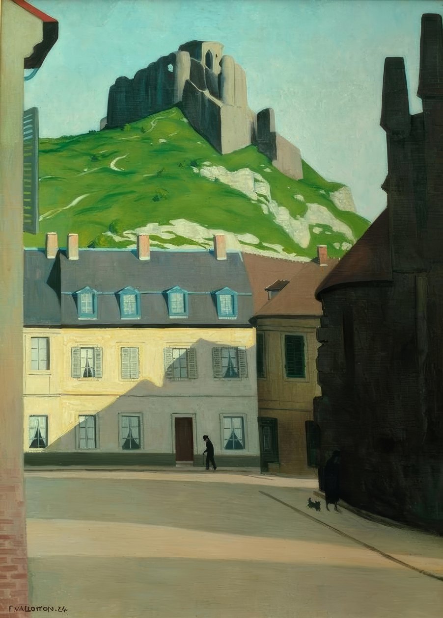 Chateau Gaillard og Place des Andelys av Felix Edouard Vallotton