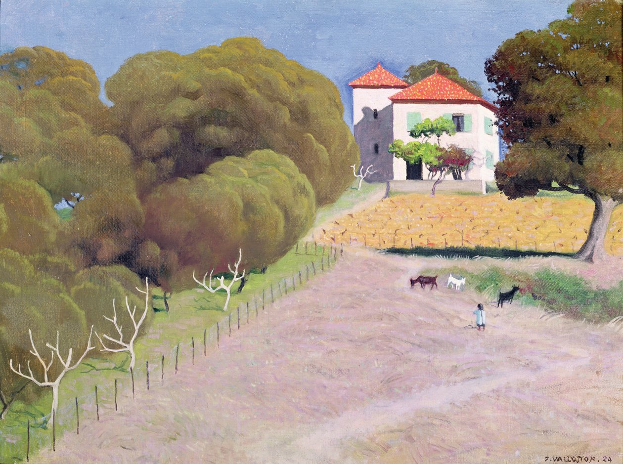Landskap, Huset med det røde taket, 1924 av Felix Edouard Vallotton