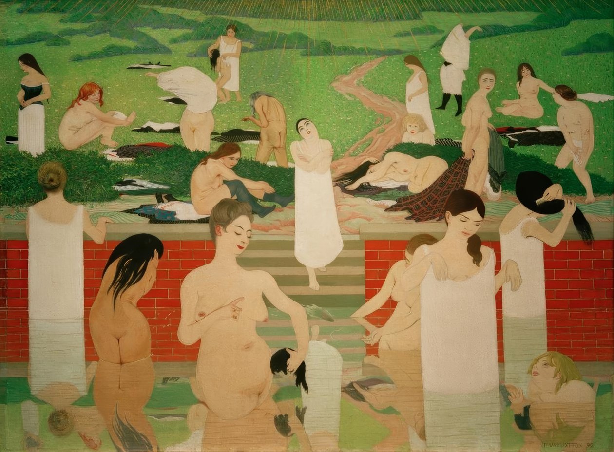 Badet på sommerkvelden av Felix Edouard Vallotton