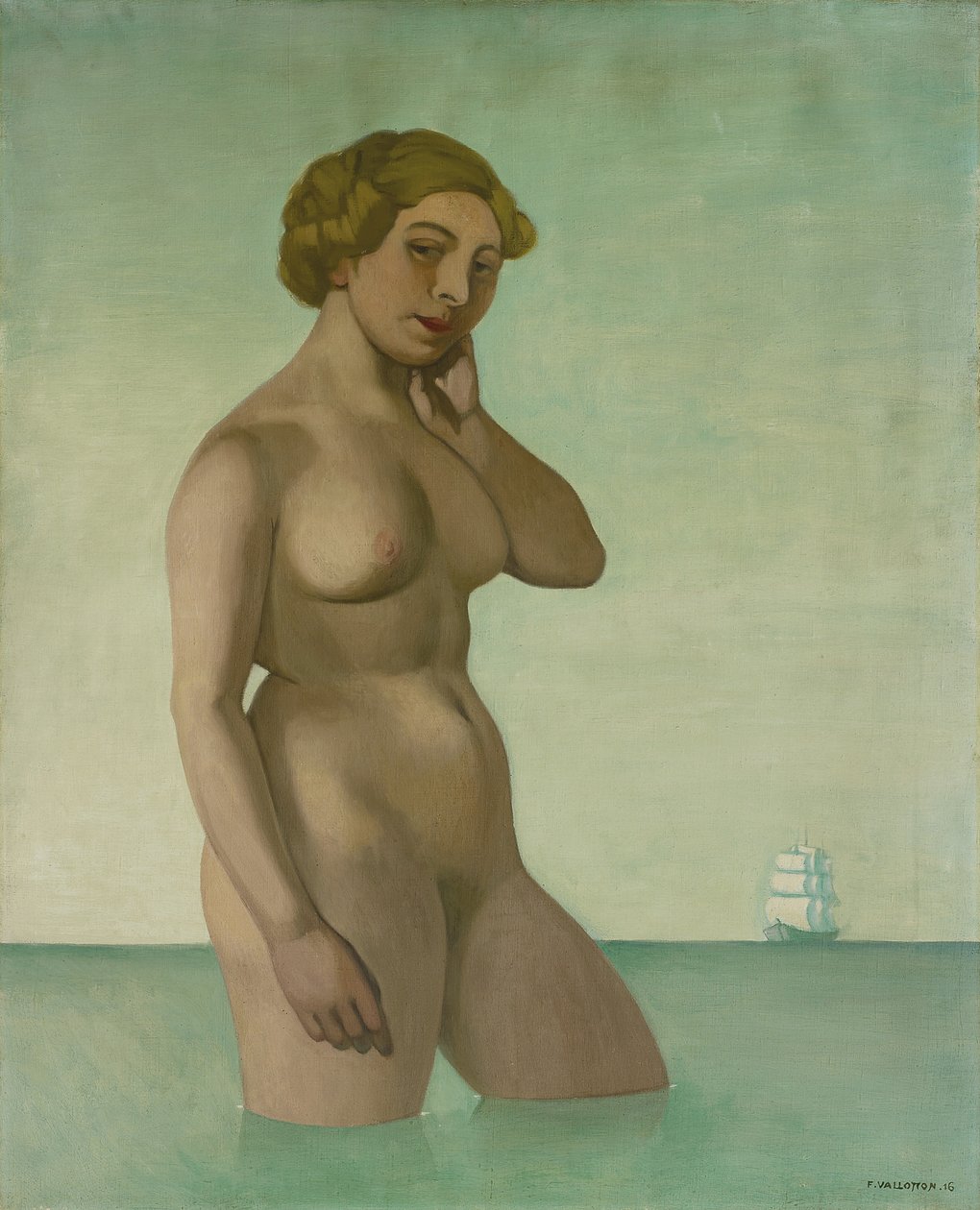 Naken med en fregatt, 1916 av Felix Edouard Vallotton