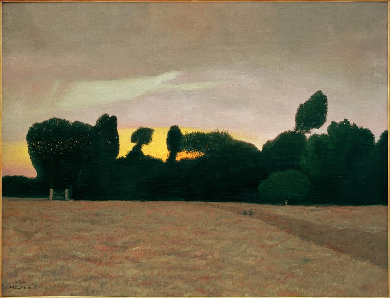 Normandie-landskap, solnedgang av Felix Edouard Vallotton