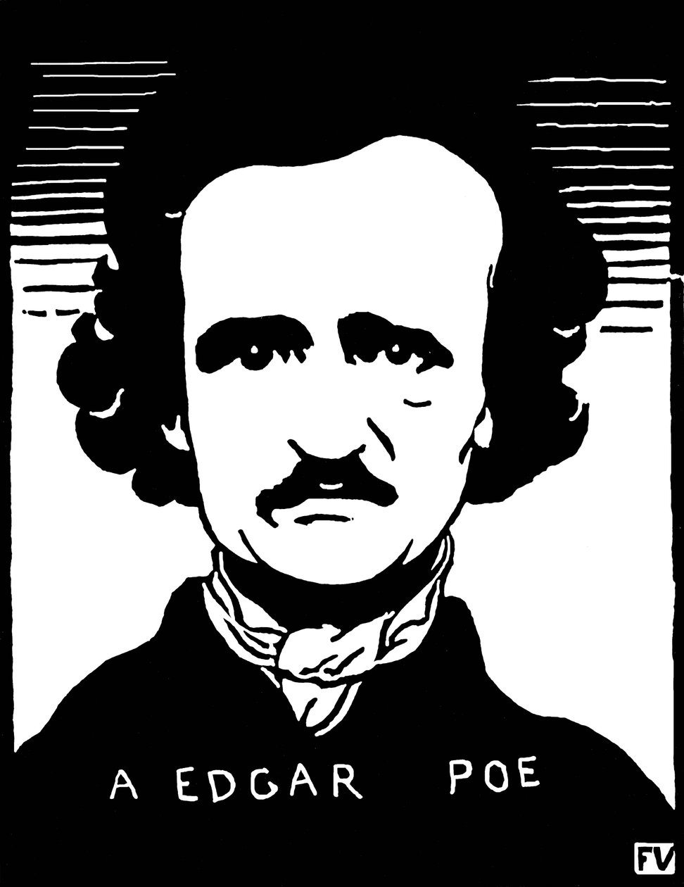 Portrett av Edgar Allan Poe (1809-1849). Maleri av Felix Edouard Vallotton (1865-1925) av Felix Edouard Vallotton