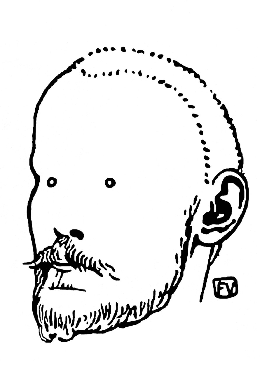 Portrett av Jules Renard (1864-1910). Gravering av Felix Edouard Vallotton (1865-1925) av Felix Edouard Vallotton