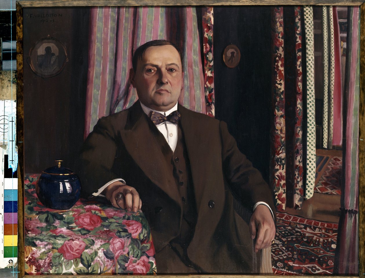 ""Portrett av kunstsamleren Georges (Georgy Emmanuilovich) Haasen"" Maleri av Felix Vallotton (1865-1925) 1913 Nabis Dim. 81,7x100,5 cm Eremitagemuseet, St. Petersburg, Russland. av Felix Edouard Vallotton