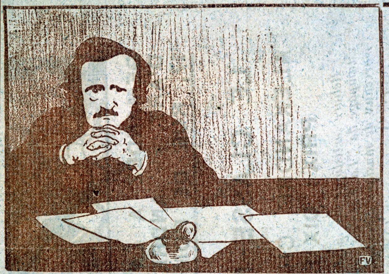 Portrett av Edgar Allan Poe - gravering av Félix Vallotton, rundt 1900 av Felix Edouard Vallotton