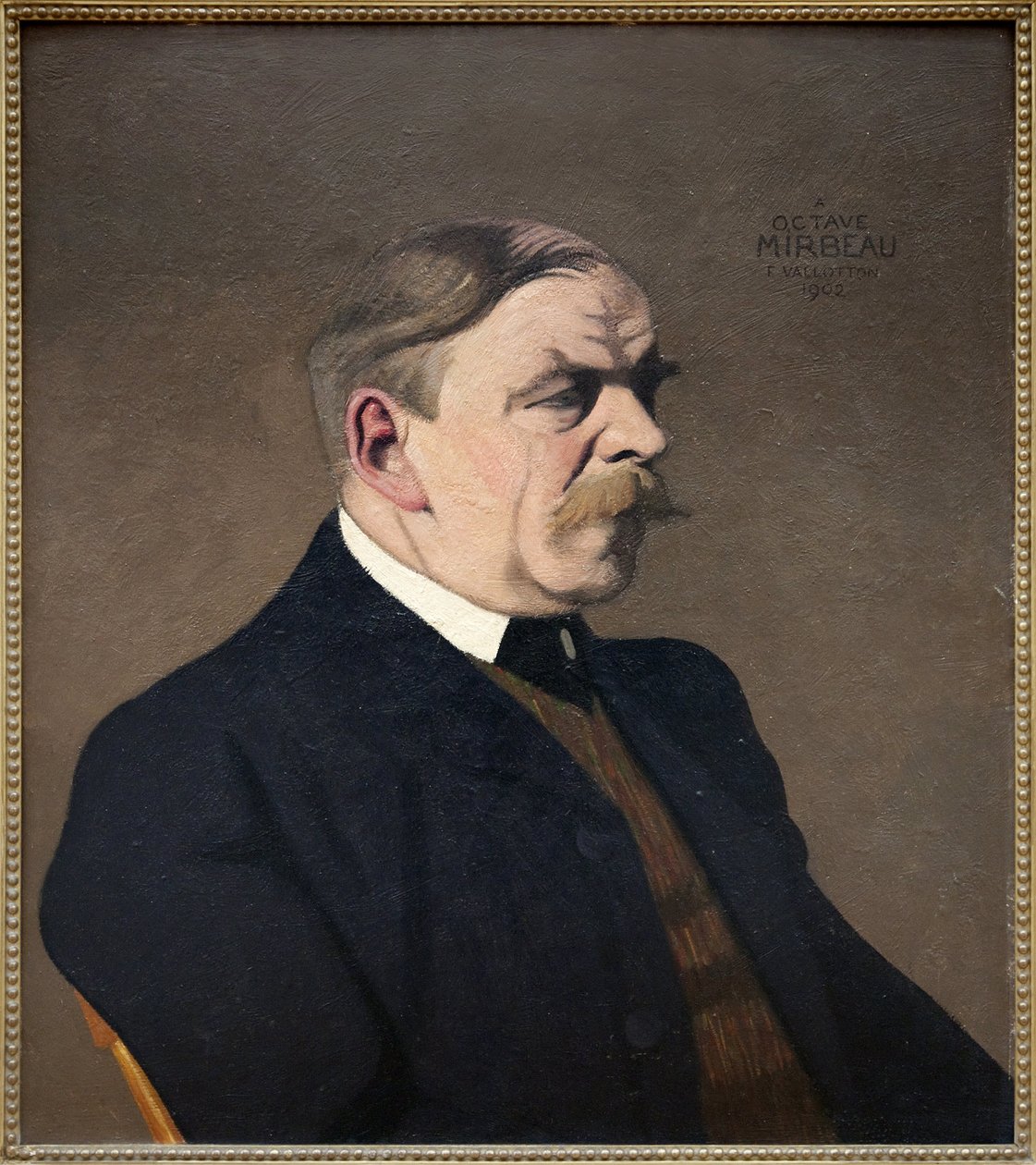 Portrett av Octave Mirbeau (1848-1917), forfatter, fransk journalist, Oljemaleri av Felix Vallotton (1865-1925), henrettet i 1902. Fotografi, KIM Youngtae, Grenoble, Musee de Grenoble. av Felix Edouard Vallotton