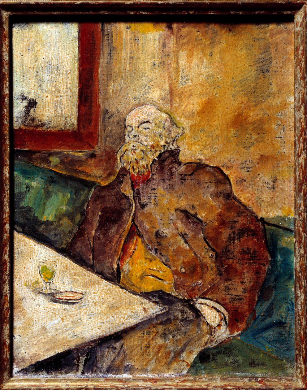 Portrett av Paul Verlaine (1844 - 1896), fransk poet, sittende i baren foran et glass absint. Maleri tilskrevet Felix Vallotton (1865-1925) av Felix Edouard Vallotton