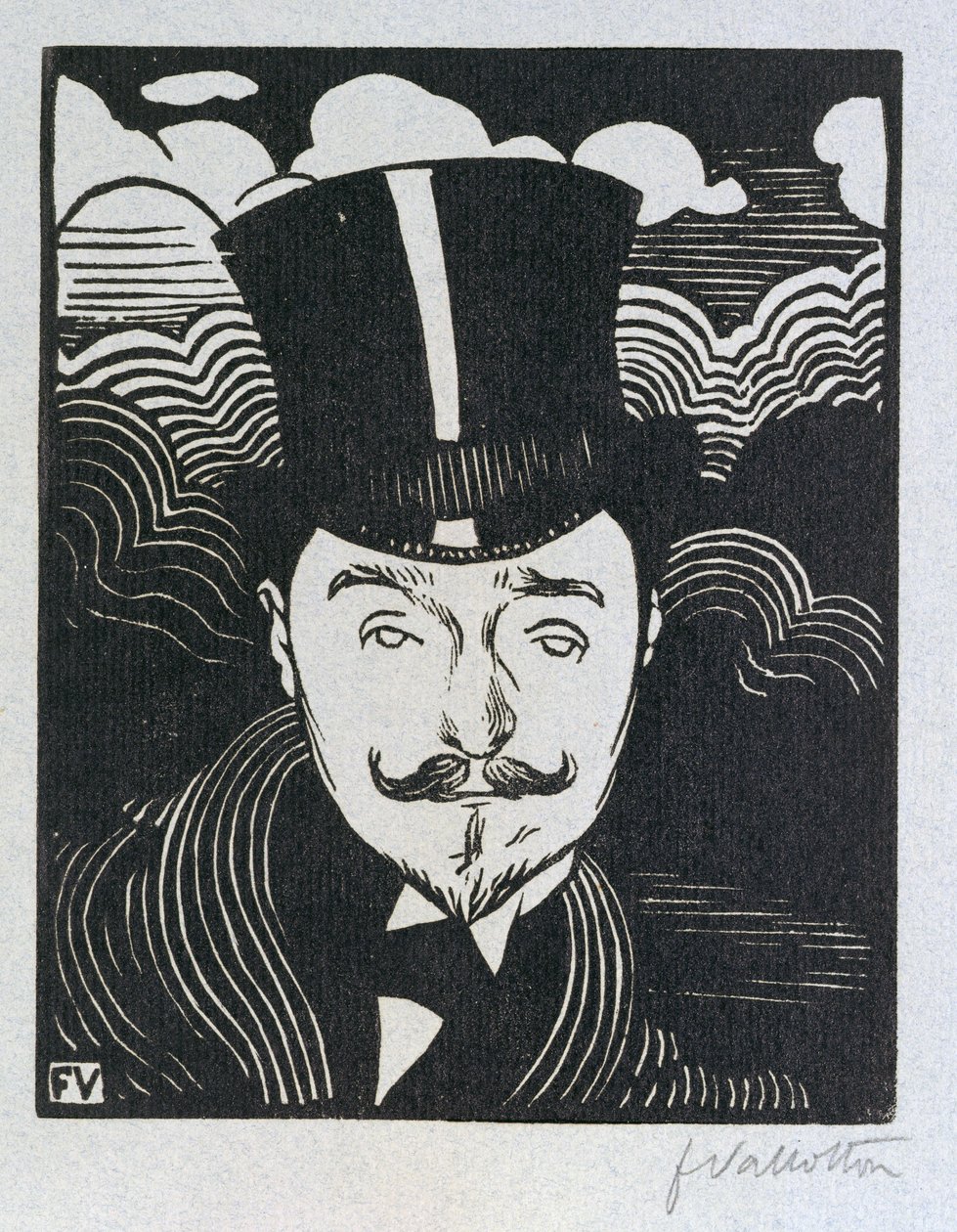 Portrett av Romain Coolus (1865-1952) (tresnitt) av Felix Edouard Vallotton