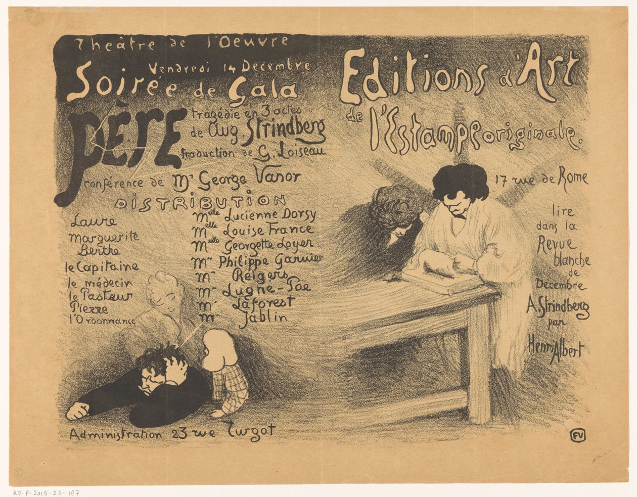 Program for en gallaforestilling av Le Père, en tragedie av August Strindberg på Théâtre de l