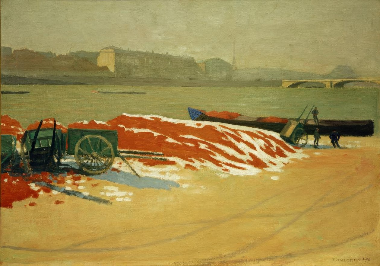 Quai de Seine med rød sand av Felix Edouard Vallotton