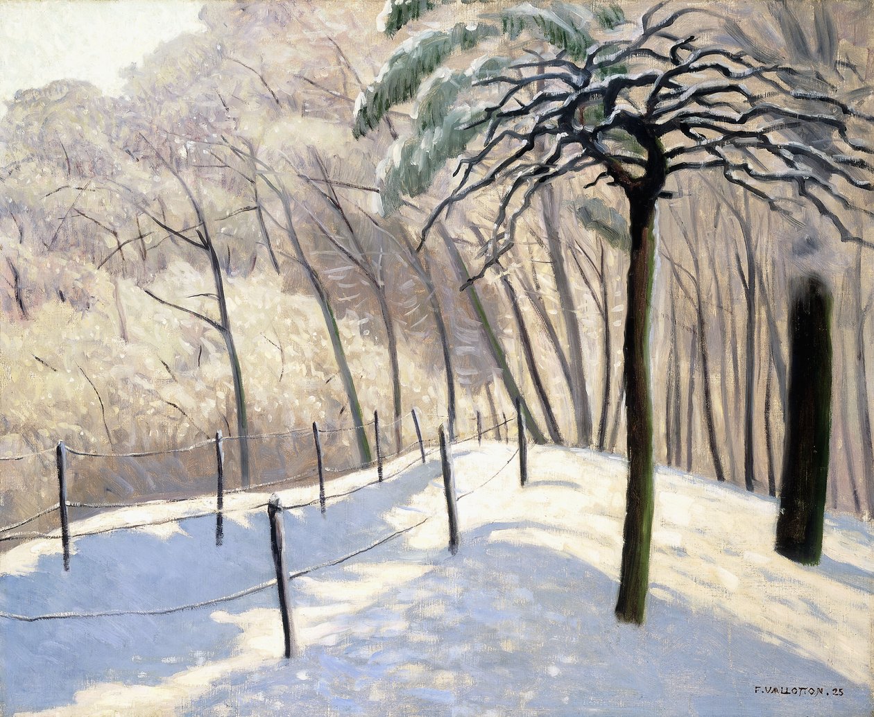 Snølandskap i Bois de Boulogne; Snølandskap i Bois de Boulogne, 1905 av Felix Edouard Vallotton