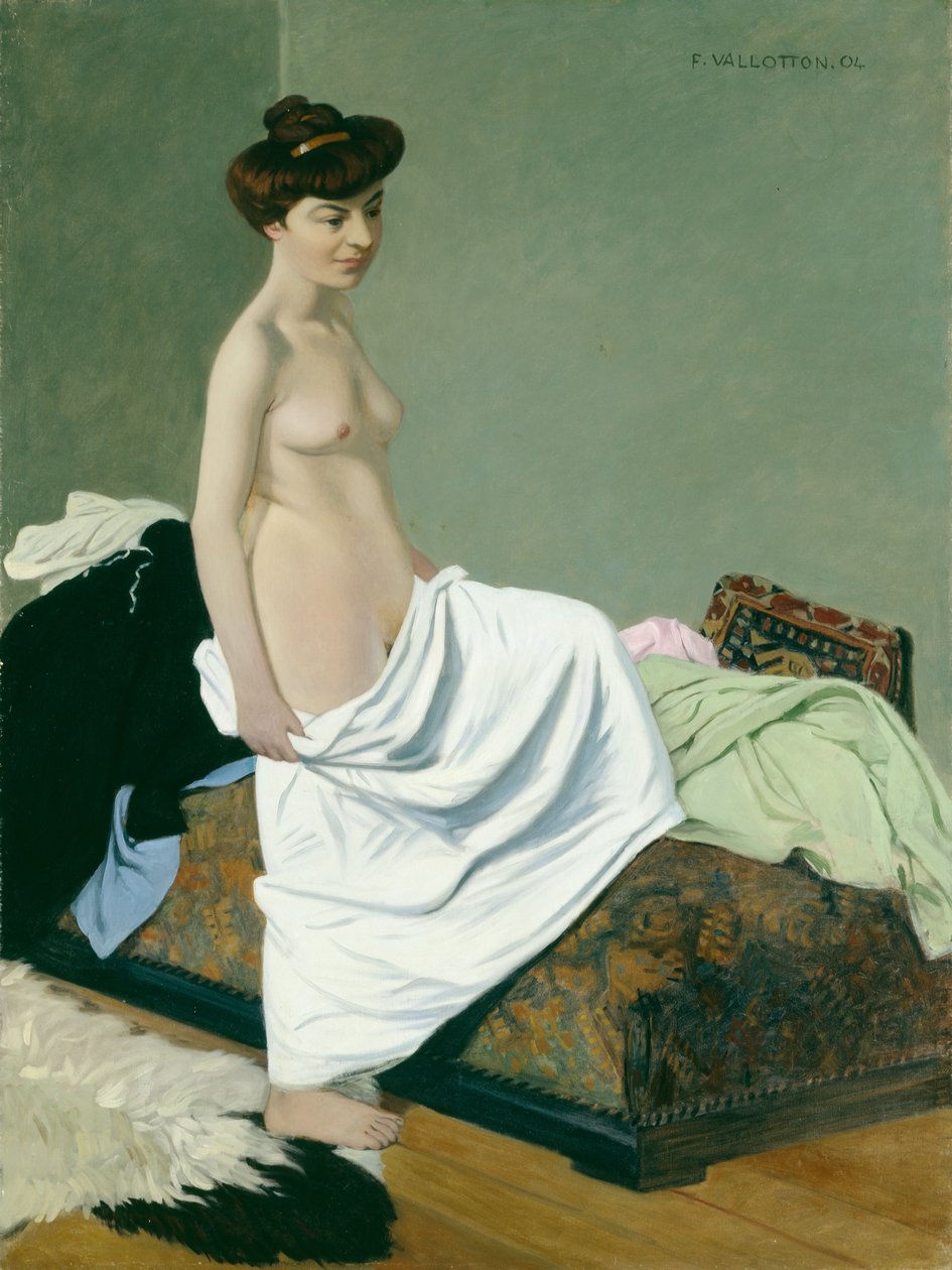 Stående naken med en kjole på kneet, 1904 av Felix Edouard Vallotton