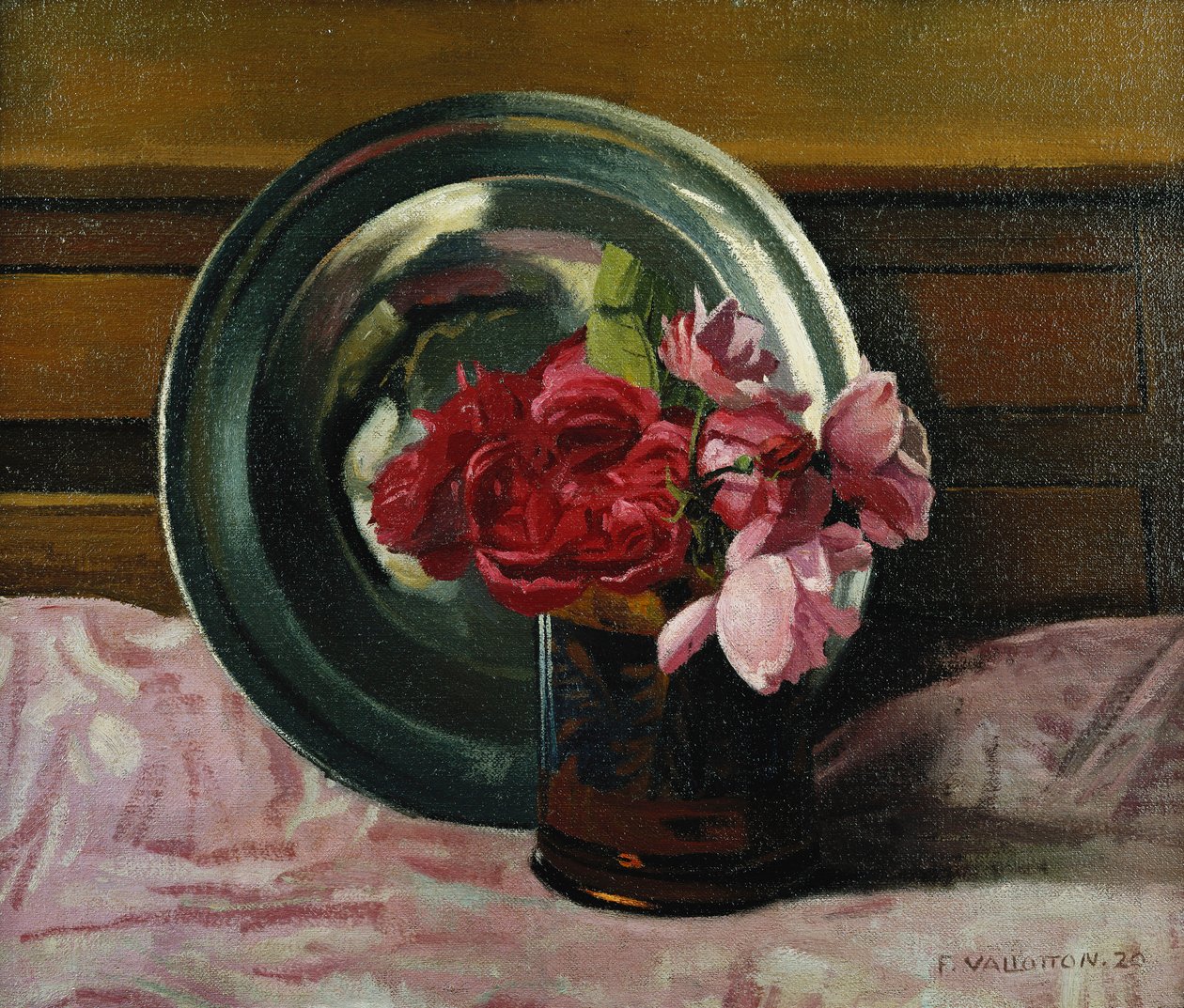 Stilleben med roser; Nature Morte aux Roses, 1920 av Felix Edouard Vallotton