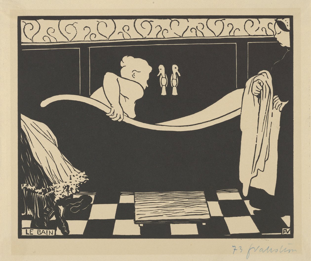 The Bath (Le Bain), 1894 (tresnitt på kremvevd papir) av Felix Edouard Vallotton