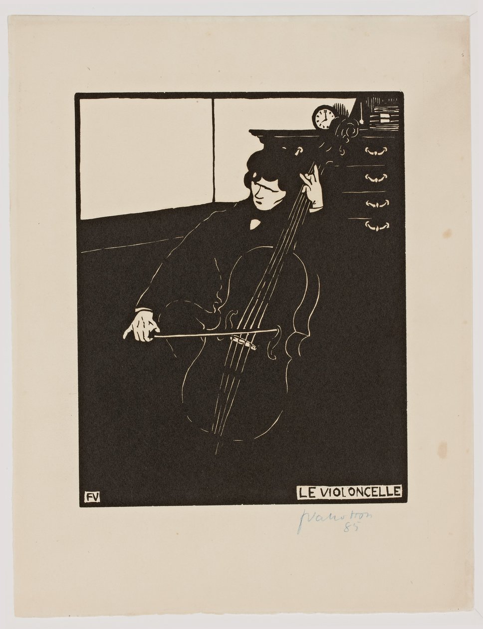 "Cello, fra serien "Musikinstrumenter", 1896-97 av Felix Edouard Vallotton