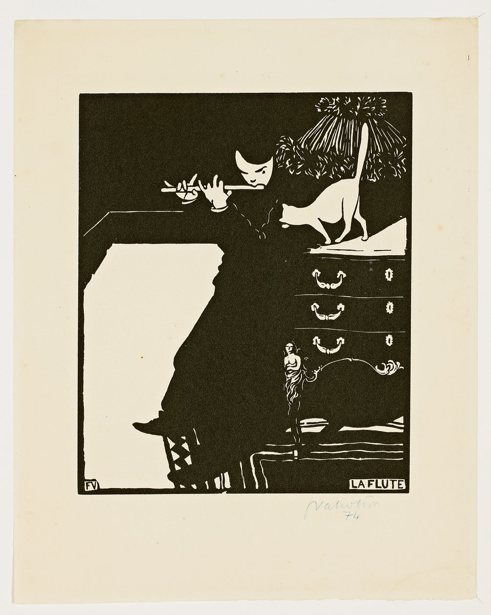 Fløyten, fra serien "Musikinstrumenter", 1896-97 av Felix Edouard Vallotton
